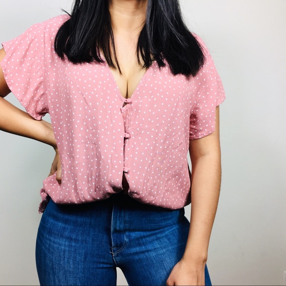 Rails | BRETTON MINI HEARTS Button Blush TOP Large - Picture 3 of 8